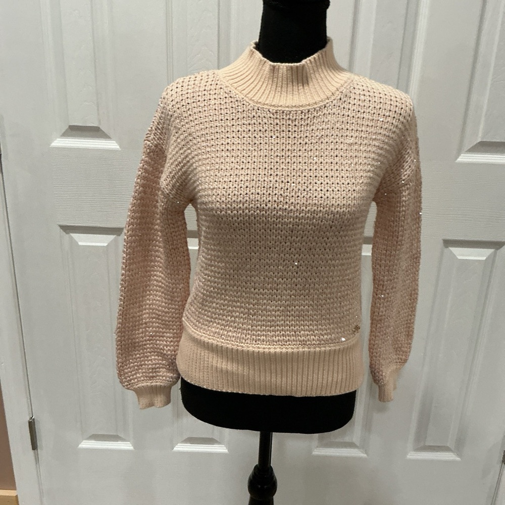 Guess Soft Ribbed Knit Pullover in Cream
